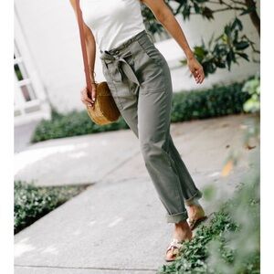 Joie Olive Paperbag Belted Tapered Pant